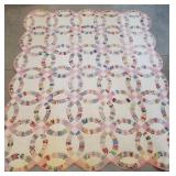 Double Wedding Ring Quilt 86" x 72", needs