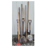Yard tools, shovels, take, forks