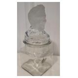 Frosted figural glass top peanut/cookie/canister