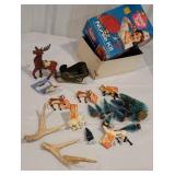 Box Christmas - bottle brush trees, antlers, etc