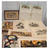 Box unframed art - calendars, etchings, framed