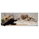 Large lot - bear rug, cups and saucers, prints,