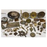 Box of misc brass, copper and silver items