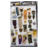 Vintage delegate ribbons and pins