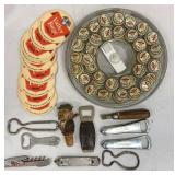 Beer advertising- cork bottle caps, coasters,