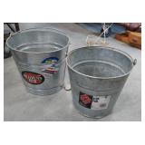 2 galvanized buckets