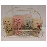 Adorable vintage Oriental cups with carrier