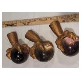 Set 3 massive claw & glass ball feet