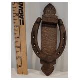 cast iron lucky horseshoe door knocker- hammered