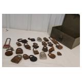 Metal box of padlocks