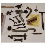Box of guy junque - anvil, wrenches, etc