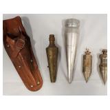 4 Plumb Bob Tools, 1 with leather case