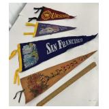 4 souvenir pennants - Hollywood, San Francisco,