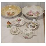 Box - German bowl (repaired), Staffordshire bird,