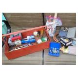 Tools, drill bits, paint brushes, screws, etc
