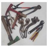 Crescent wrenches, hatchet, vise grips,etc