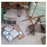 Mirrors, glass, jack stand, wood thing