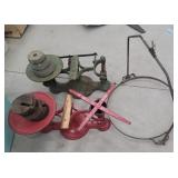 2 scales, scale pan hanger