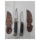 2x$ kabar knives with sheaths