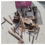 Drill vise, pulley, drill brace, etc