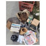 Pump, manuals, tire chains, screws,