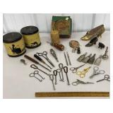 Vintage sewing - pin cushions, oilers, snips,