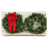 2 nice faux evergreen pre-lit wreaths approx 18?