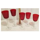 5 red candle holders