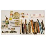 Advertising pencils, matches, screwdrivers, etc