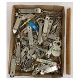 Box of retro advertising bottle/can openers