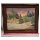 MJ Baker painting on board   pink peace