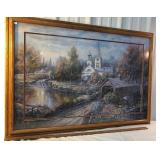 Beautiful covered bridge / Church print - large