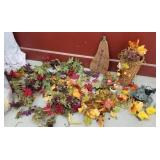 Beautiful bag of autumn leaves and basket, small