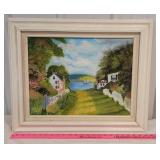 DeVente Oil painting - 1992 cottages on water