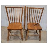 2 oak spindle back chairs