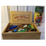 Tumble tree timbers, in wooden box, Lincoln logs