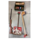 Misc retro toys - G.I. Joe box with bocce balls,