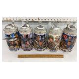 5 Budweiser military steins - Air Force, Army,