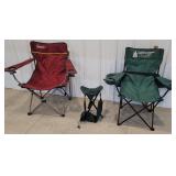 2 folding chairs and stool