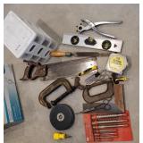 Masonry bits, tape measures, level, etc