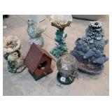 Garden statues, sprinkler