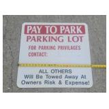 Pay to park aluminum sign