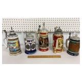 5 Anheuser-Busch steins