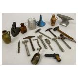 Neat collection of miniatures - tools, jugs,
