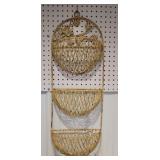 Three tier wrought iron wall hanging fruit basket
