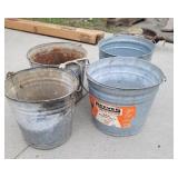 4 galvanized buckets