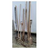 Hand tools- shovels, forks, hoe, etc