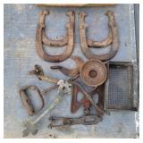 Horseshoes, hay hook, etc
