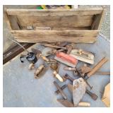 Wooden tool tote, concrete tools