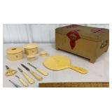 Celluloid vanity set in art Deco painted box